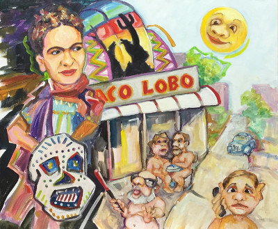 Frida Kahlo hangs out at Taco Lobo, 117 W Magnolia, Bellingham WA