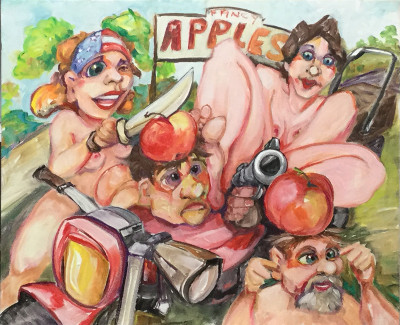 The Biker Chicks stop at every roadside fruit stand for target practice